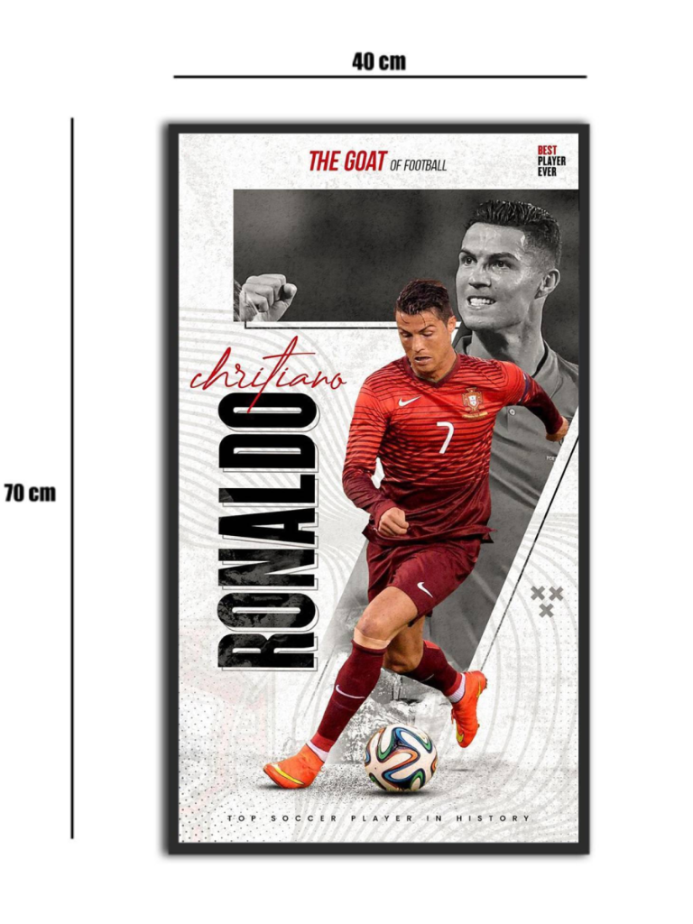 تابلو شیشه‌ای طرح 9 Cristiano Ronaldo | کریستیانو رونالدو سایز 70×40