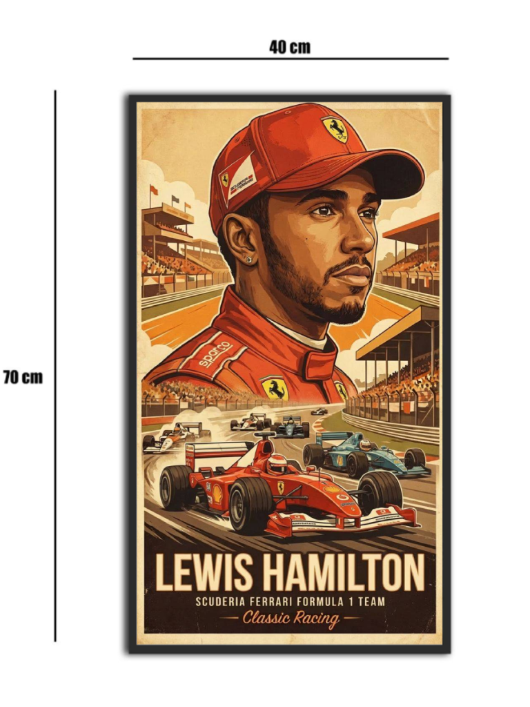 تابلو شیشه‌ای طرح F1 Lewis Hamilton سایز 70×40