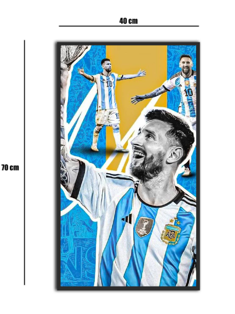 تابلو شیشه‌ای طرح لیونل مسی 2 | Lionel Messi سایز 70×40