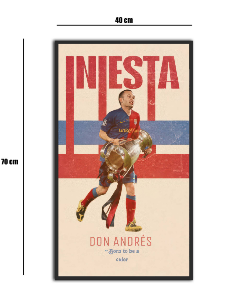 تابلو شیشه‌ای طرح Andres Iniesta | آندرس اینیستا سایز 70×40