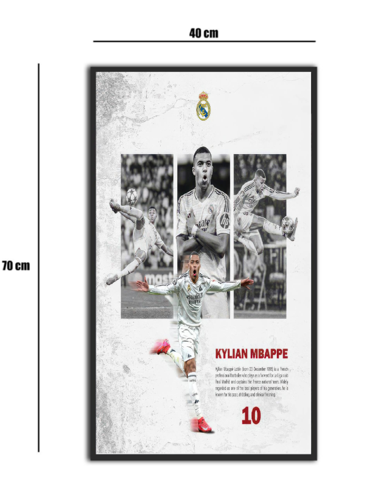 تابلو شیشه‌ای طرح Kylian Mbappe | کیلیان امباپه سایز 70×40