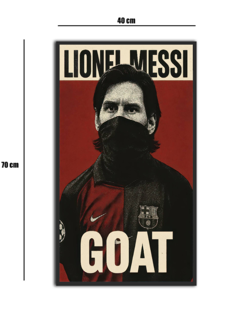 تابلو شیشه‌ای طرح لیونل مسی | Lionel Messi سایز 70×40