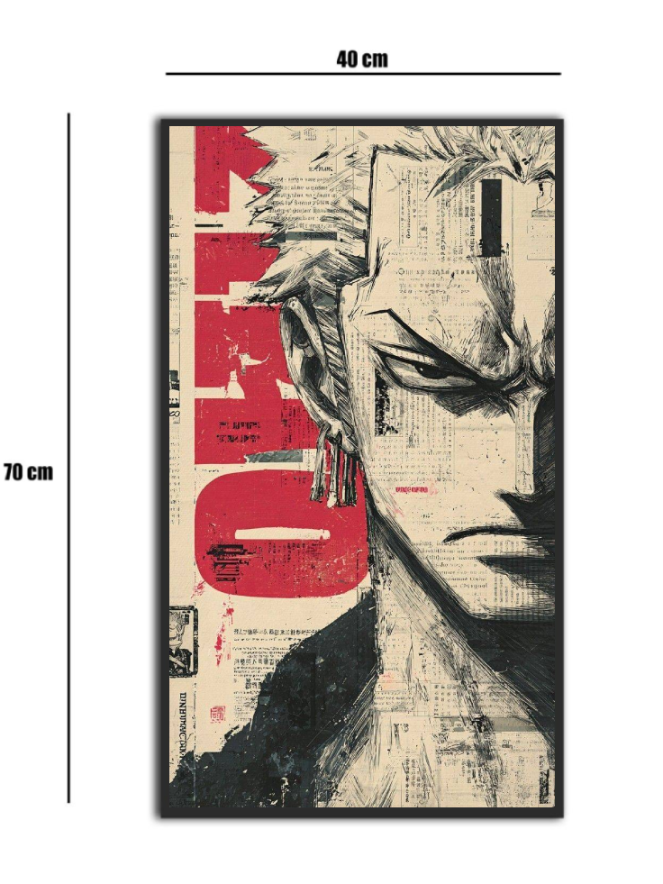 تابلو شیشه‌ای طرح زورو وان پیس | Zoro One Piece سایز 70×40