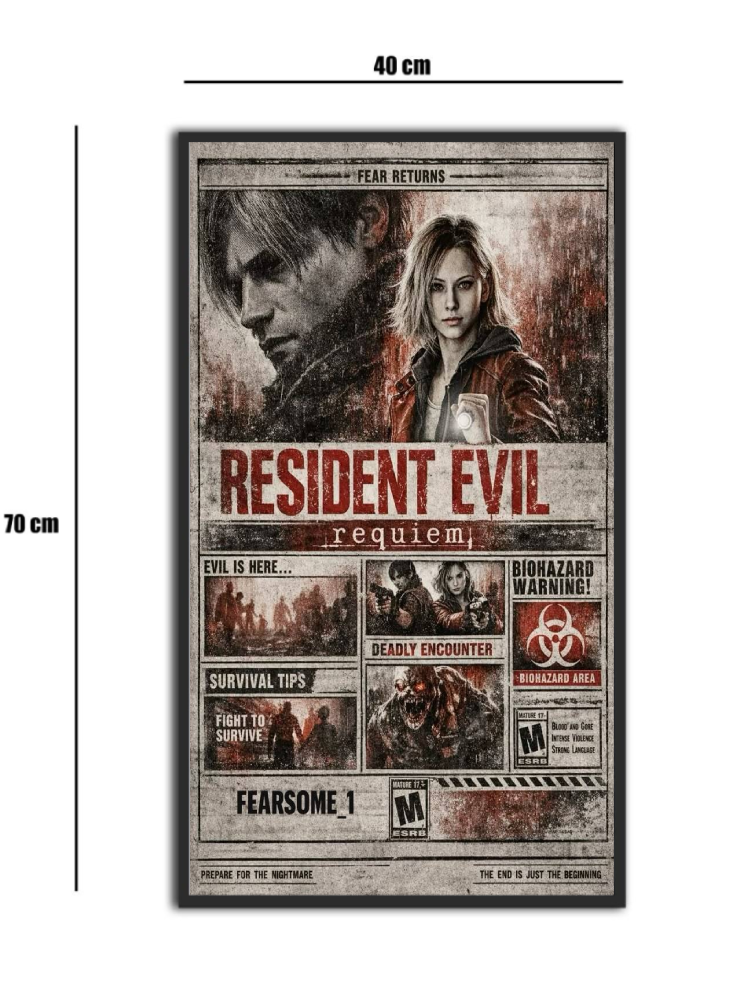 تابلو شیشه‌ای طرح رزیدنت اویل | Resident Evil Requiem سایز 70×40