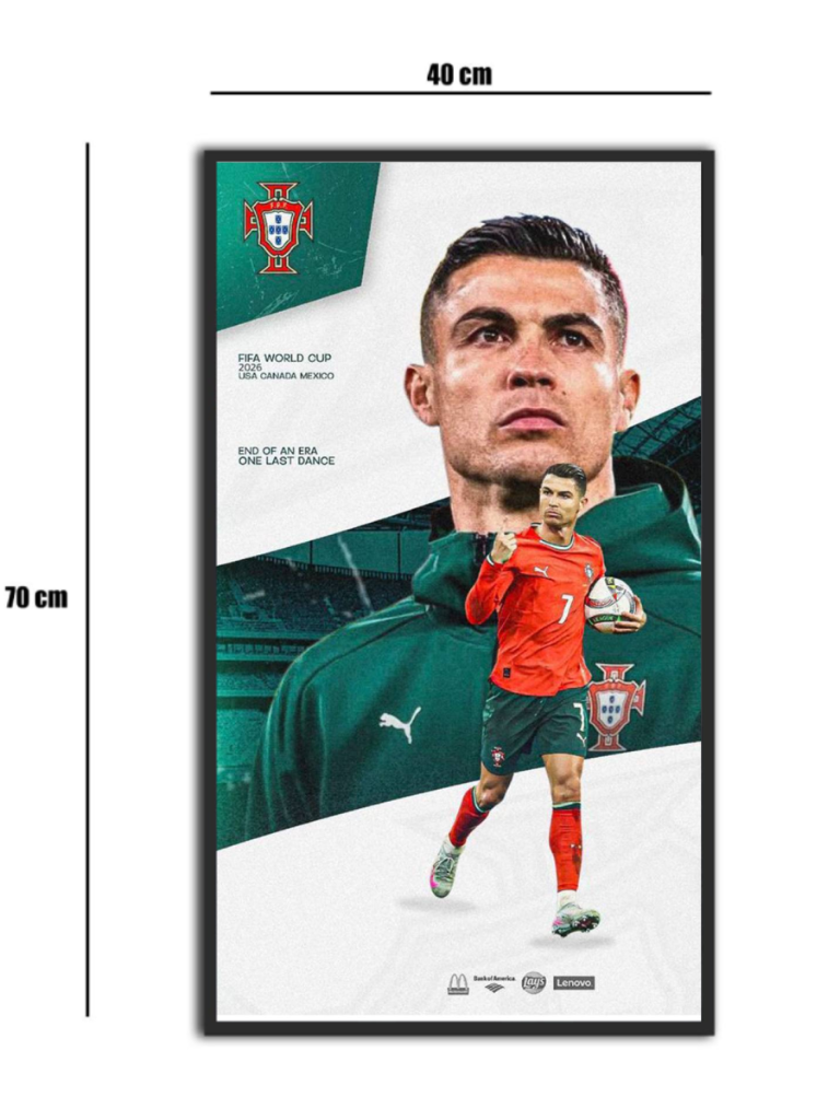 تابلو شیشه‌ای طرح 5 Cristiano Ronaldo | کریستیانو رونالدو سایز 70×40