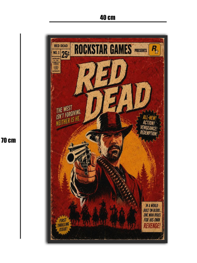 تابلو شیشه‌ای طرح رد دد ریدمپشن | Red Dead Redemption سایز 70×40