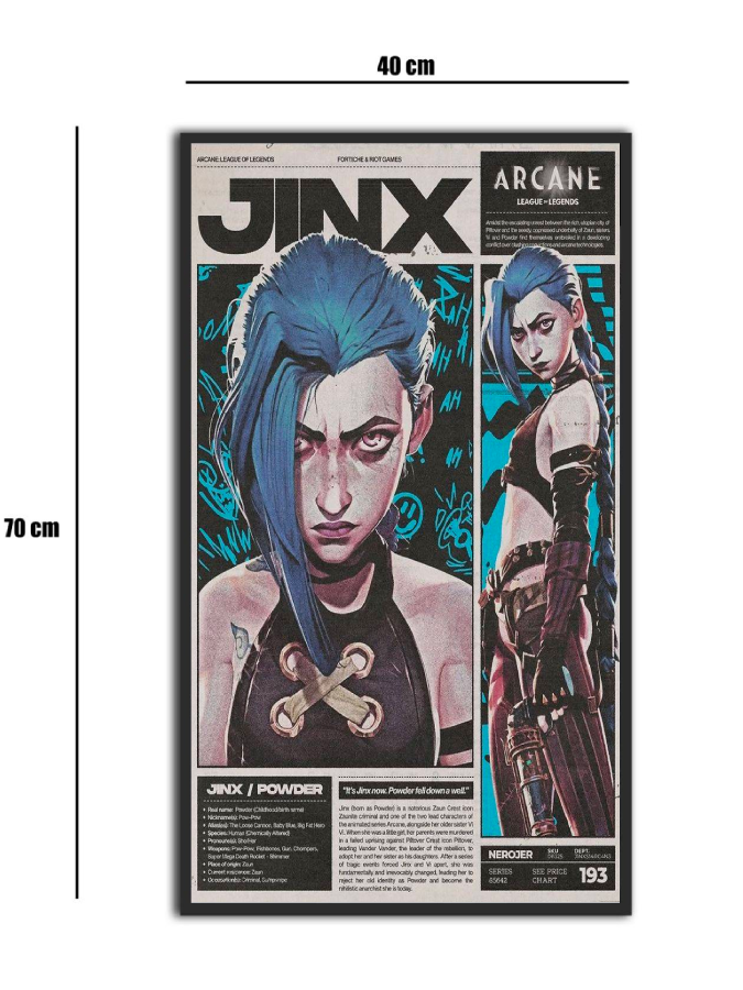 تابلو شیشه‌ای طرح جینکس آرکین | Jinx Arcane سایز 70×40