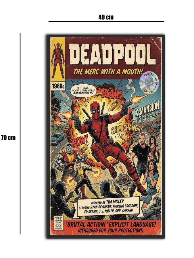 تابلو شیشه‌ای طرح ددپول | Deadpool سایز 70×40