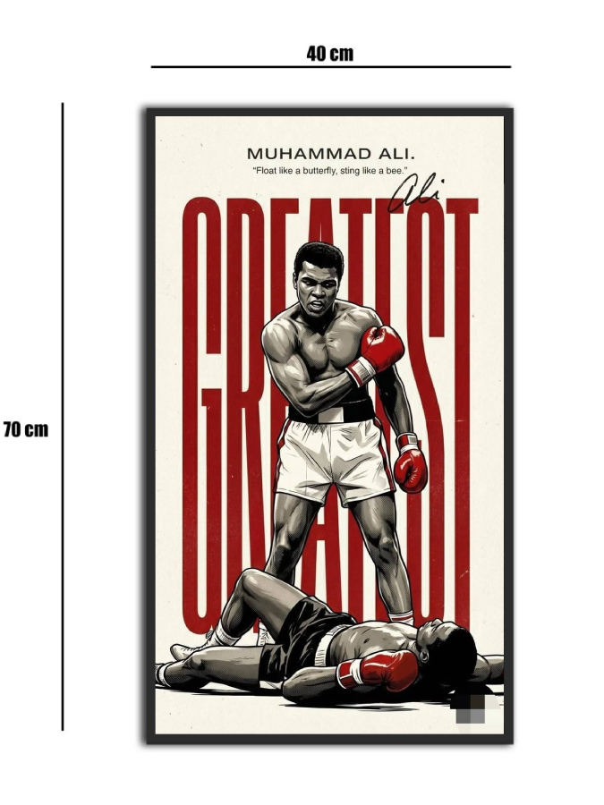 تابلو شیشه‌ای طرح محمد علی کلی | Muhammad Ali سایز 70×40