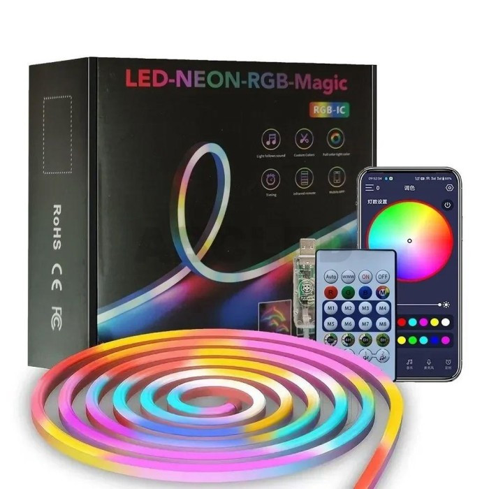 ریسه نئون فلکسی مدل LED NEON RGB هوشمند 5 متری