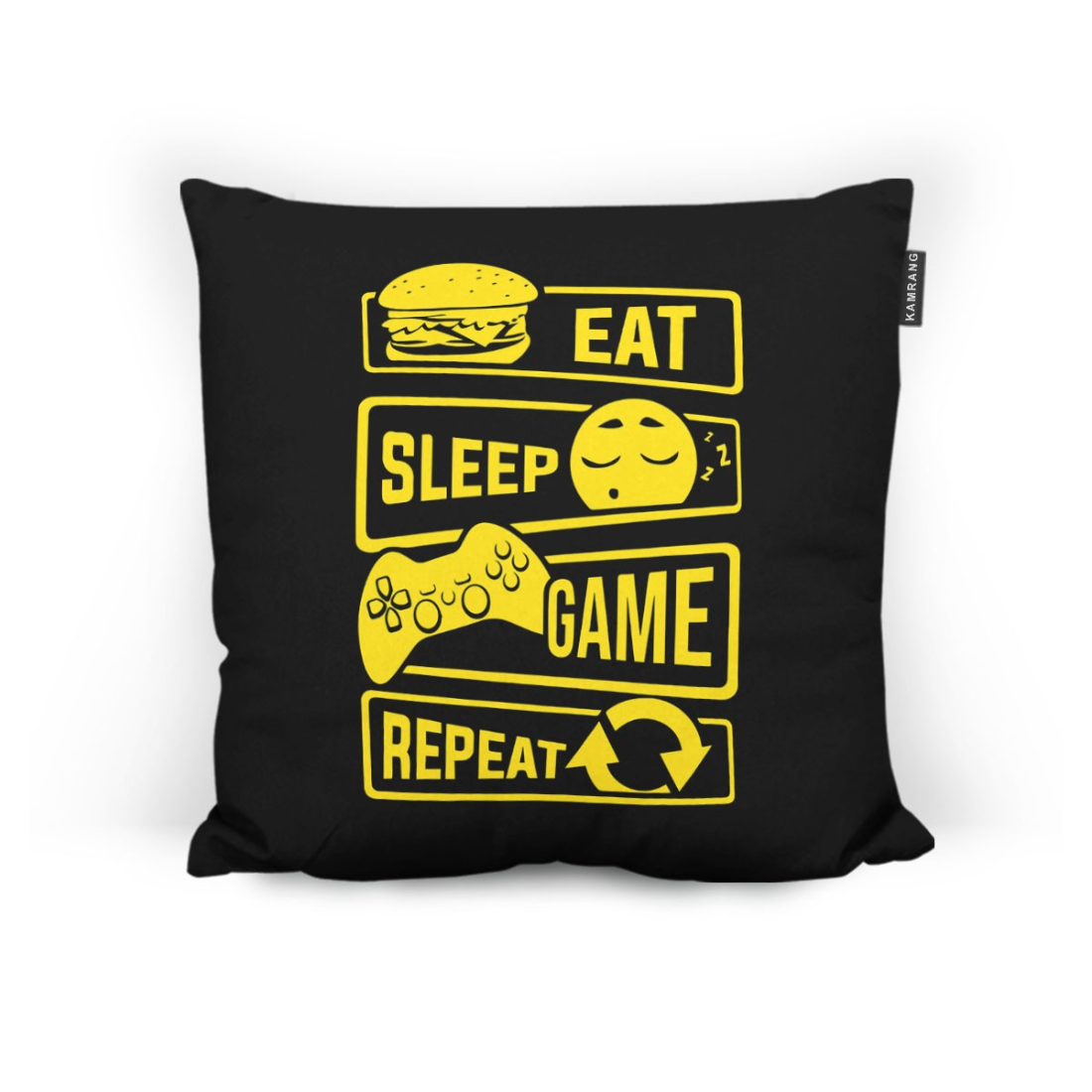 بالشتک دکوراتیو گیمینگ | EAT SLEEP GAME REPEAT سایز 45×45 سانتی‌متر