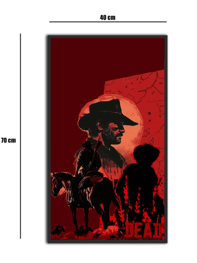 تابلو شیشه‌ای طرح رد دد | Red Dead سایز 70×40