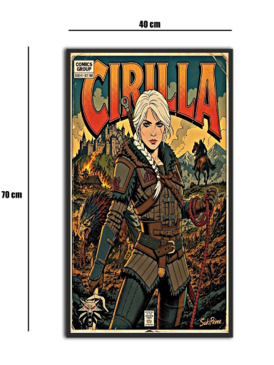 تابلو شیشه‌ای طرح ویچر سیری | Witcher Ciri سایز 70×40