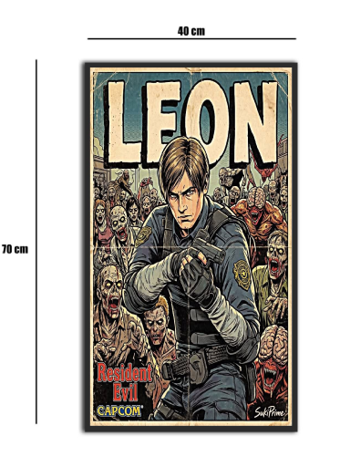 تابلو شیشه‌ای طرح لیون رزیدنت اویل | Leon Resident Evil سایز 70×40