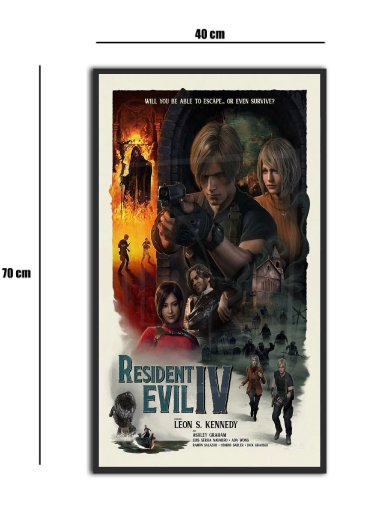 تابلو شیشه‌ای طرح رزیدنت ایول | Resident Evil IV سایز 70×40